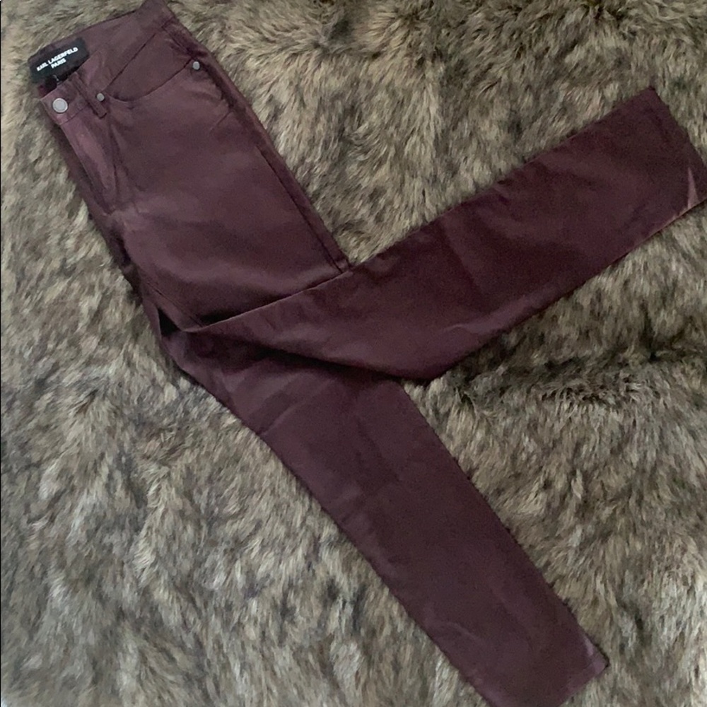 Designer Maroon Faux Leather Pants